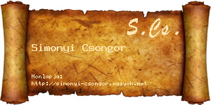 Simonyi Csongor névjegykártya